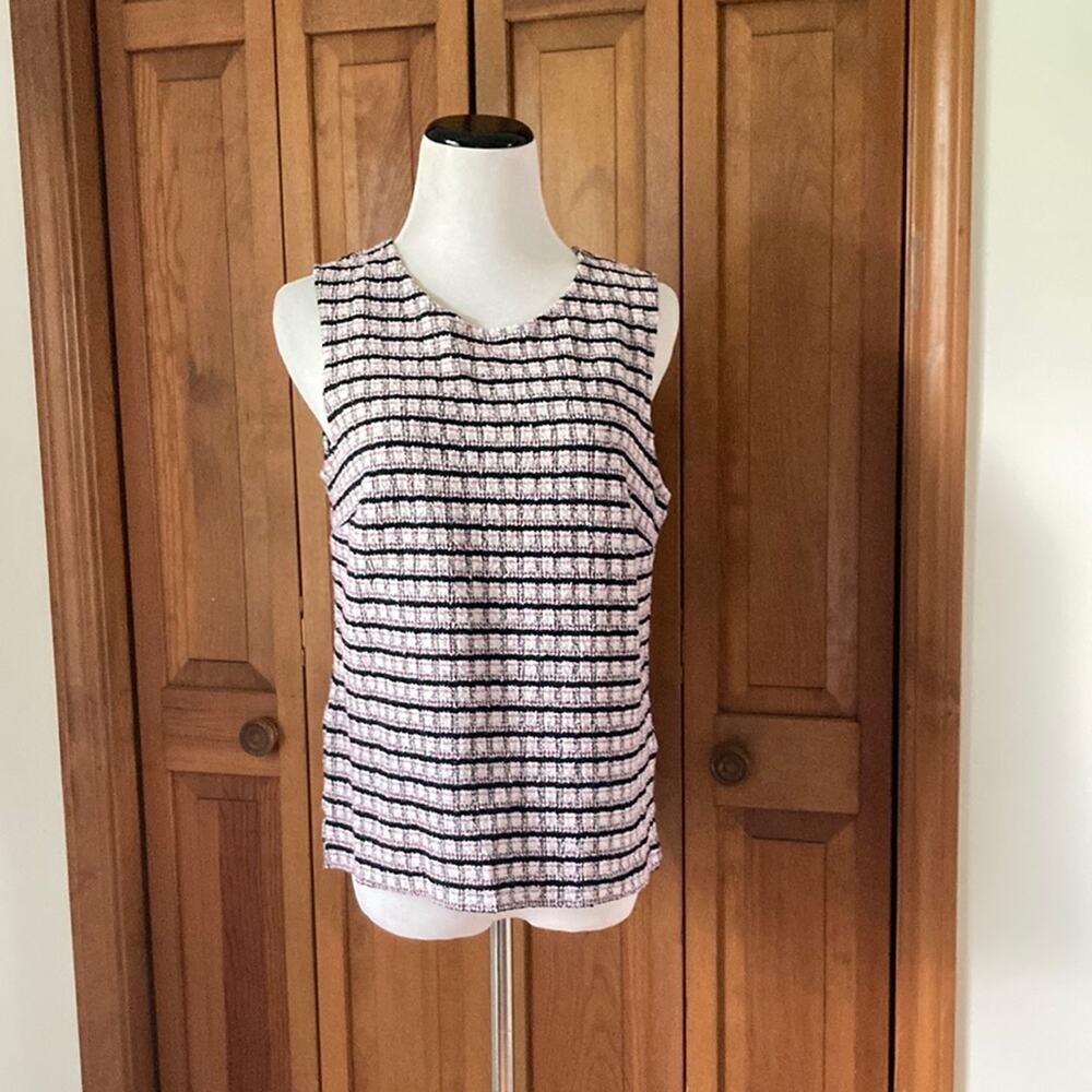 Banana Republic Black & Pink Stretch Pullover Sleeveless Top, Size M